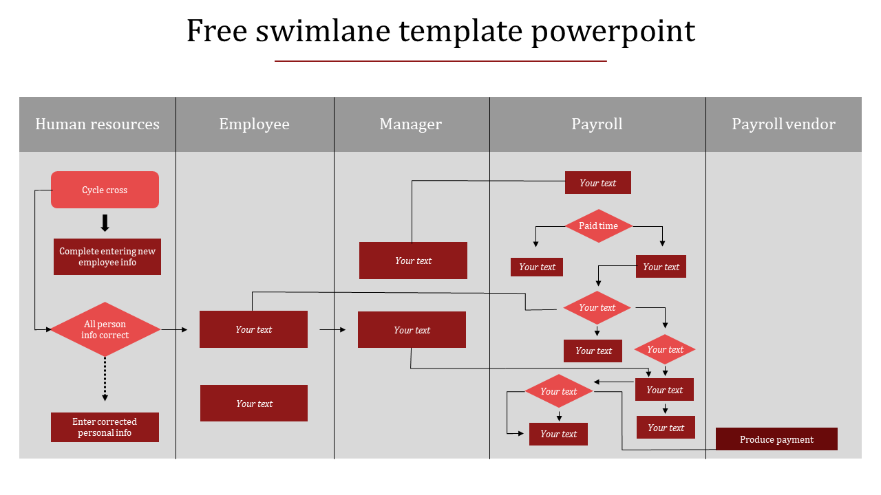 free swimlane template powerpoint-red